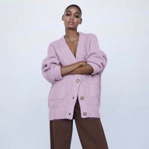Zara | Lilac Oversized Knitted Cardigan